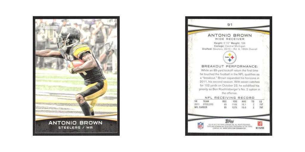 2012 Bowman Antonio Brown Steelers #91