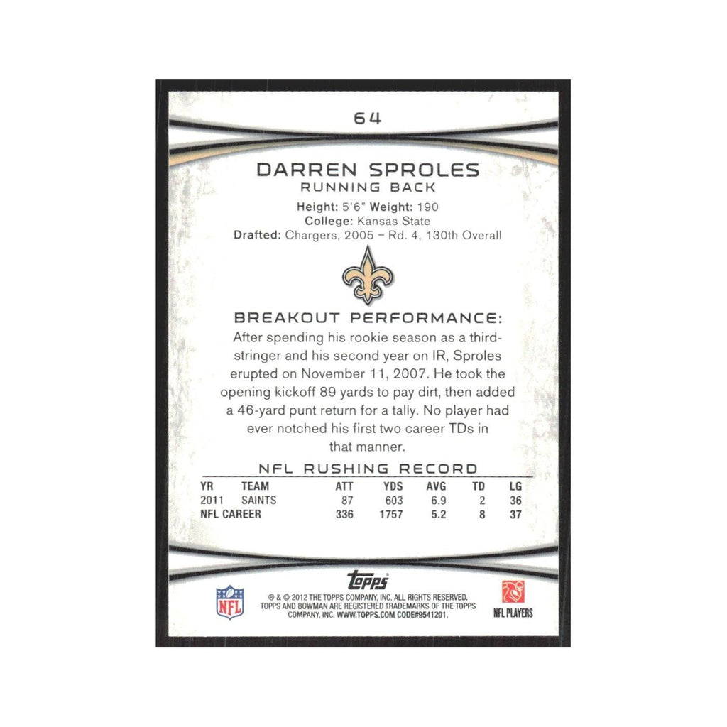 2012 Bowman Darren Sproles Saints #64