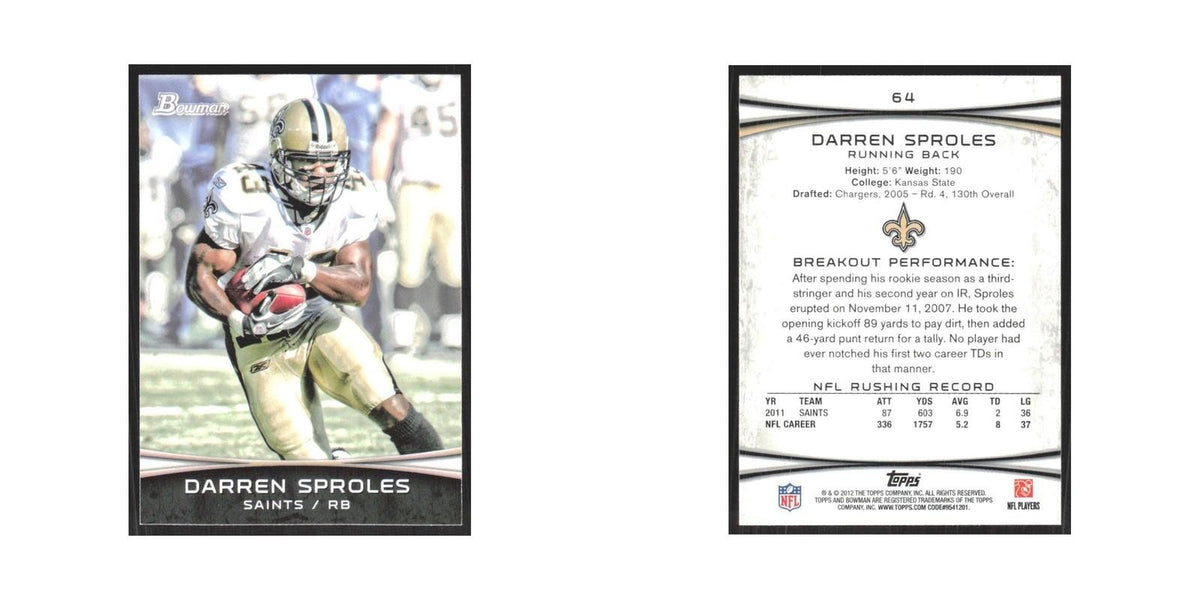 2012 Bowman Darren Sproles Saints #64