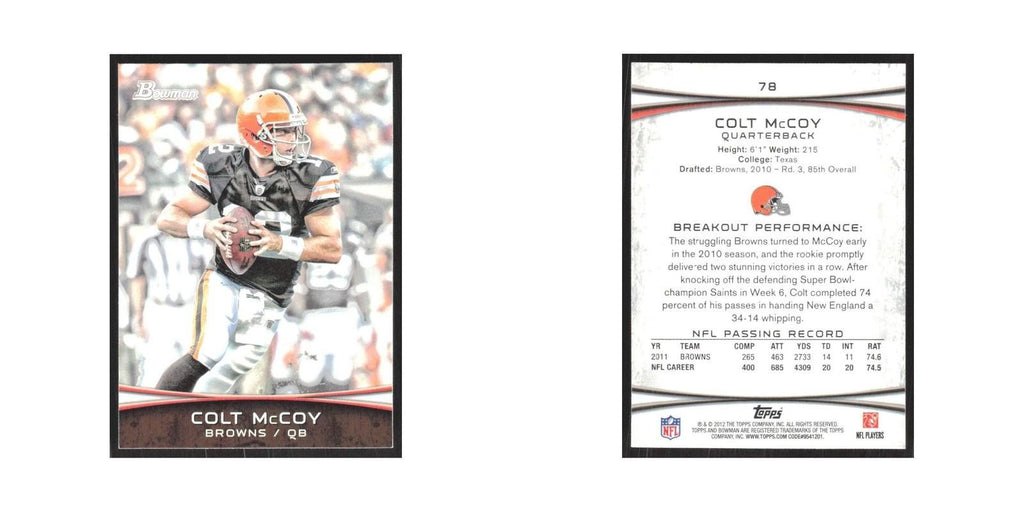 2012 Bowman Colt McCoy Browns #78