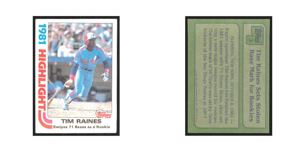 1982 Topps Tim Raines Montreal Expos #3