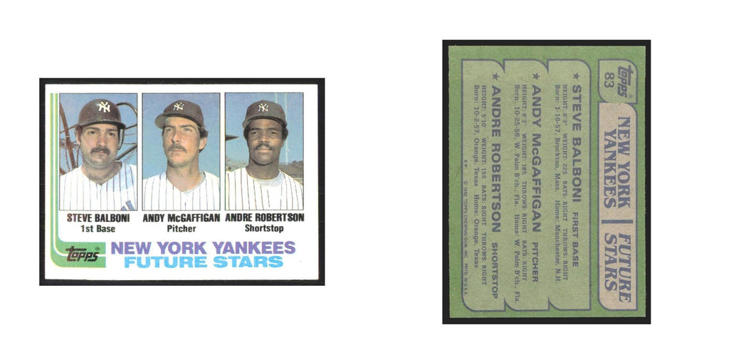 1982 Topps Balboni/McGaffigan/Robertson #83