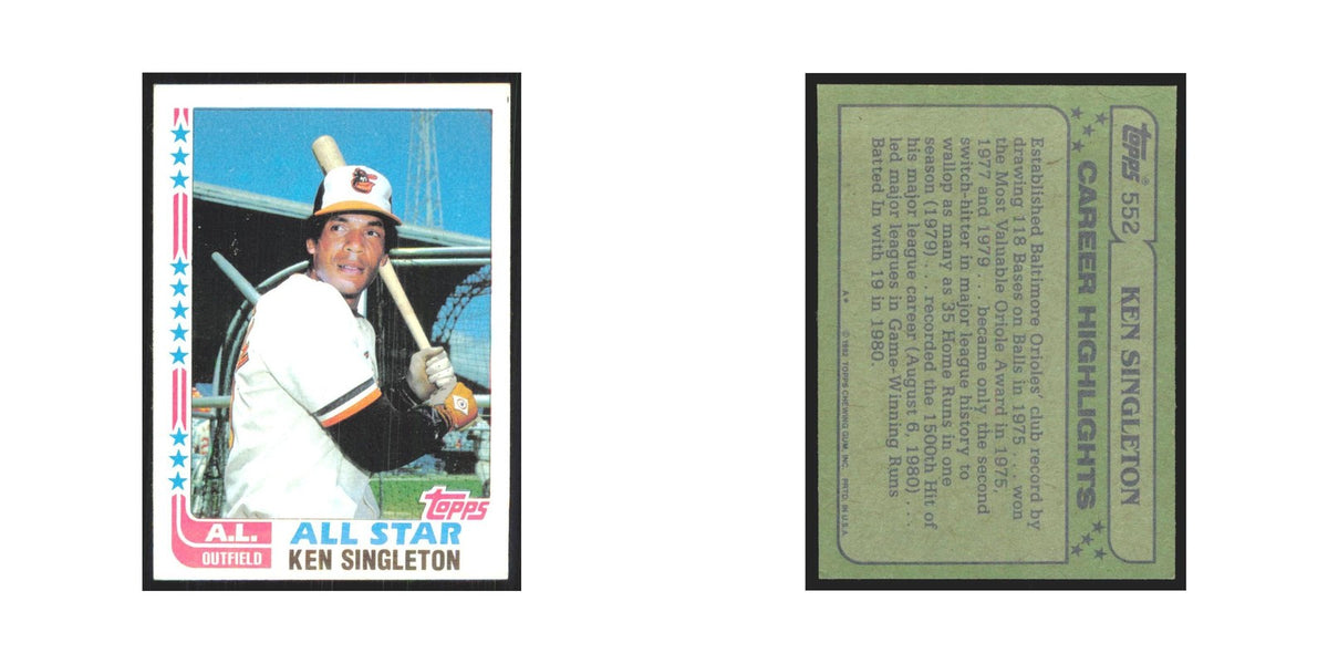 1982 Topps Ken Singleton Orioles #552
