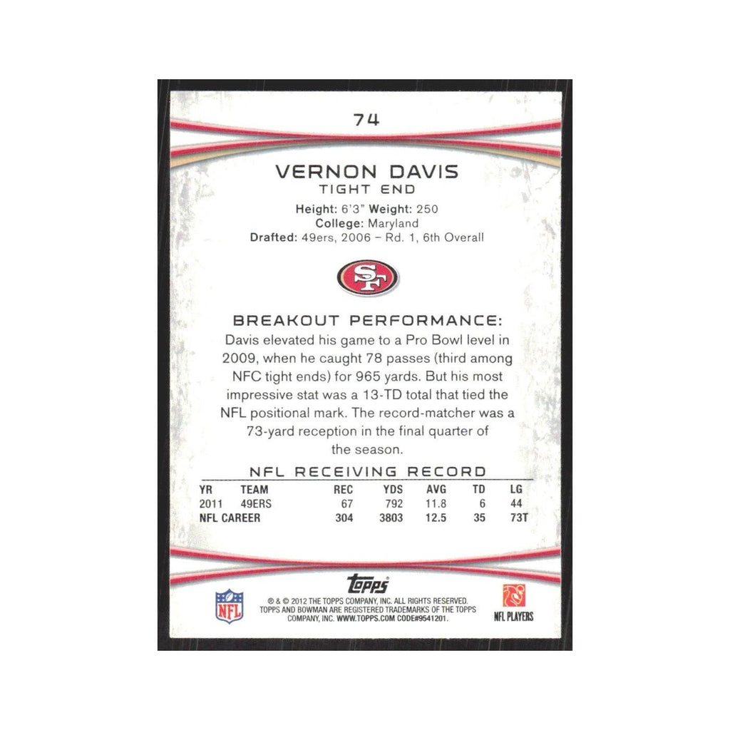 2012 Bowman Vernon Davis 49ers #74