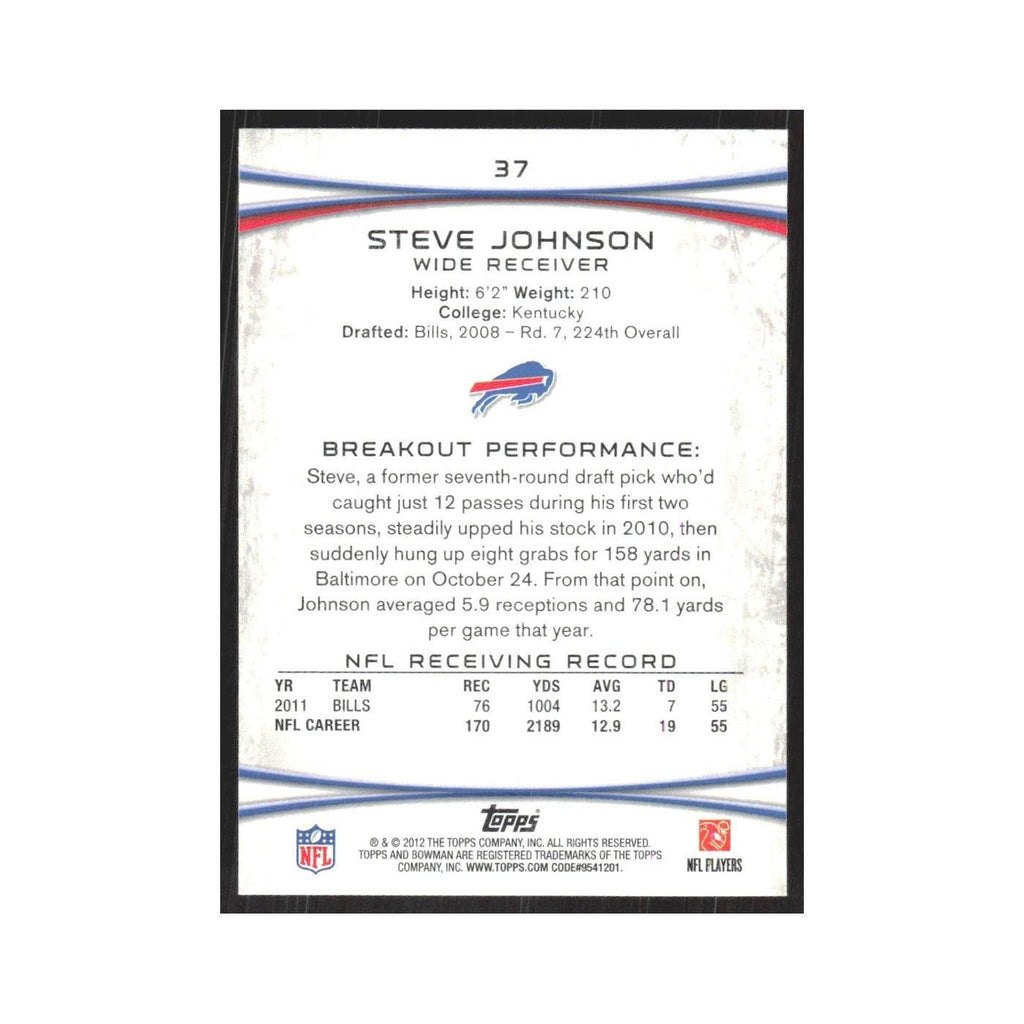 2012 Bowman Steve Johnson Bills #37