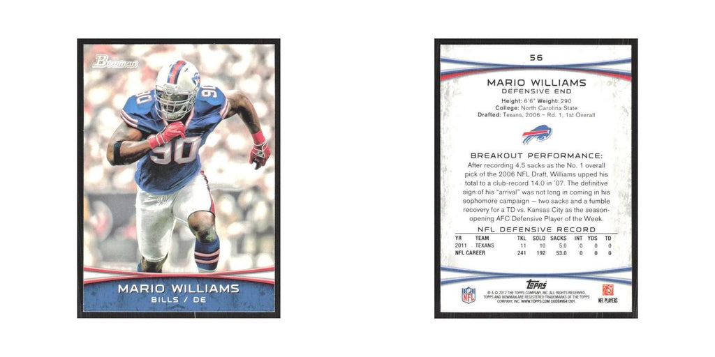 2012 Bowman Mario Williams Bills #56