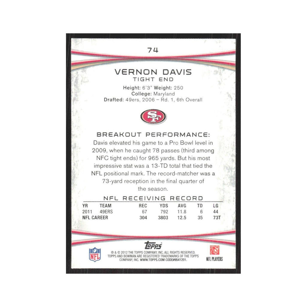 2012 Bowman Vernon Davis 49ers #74