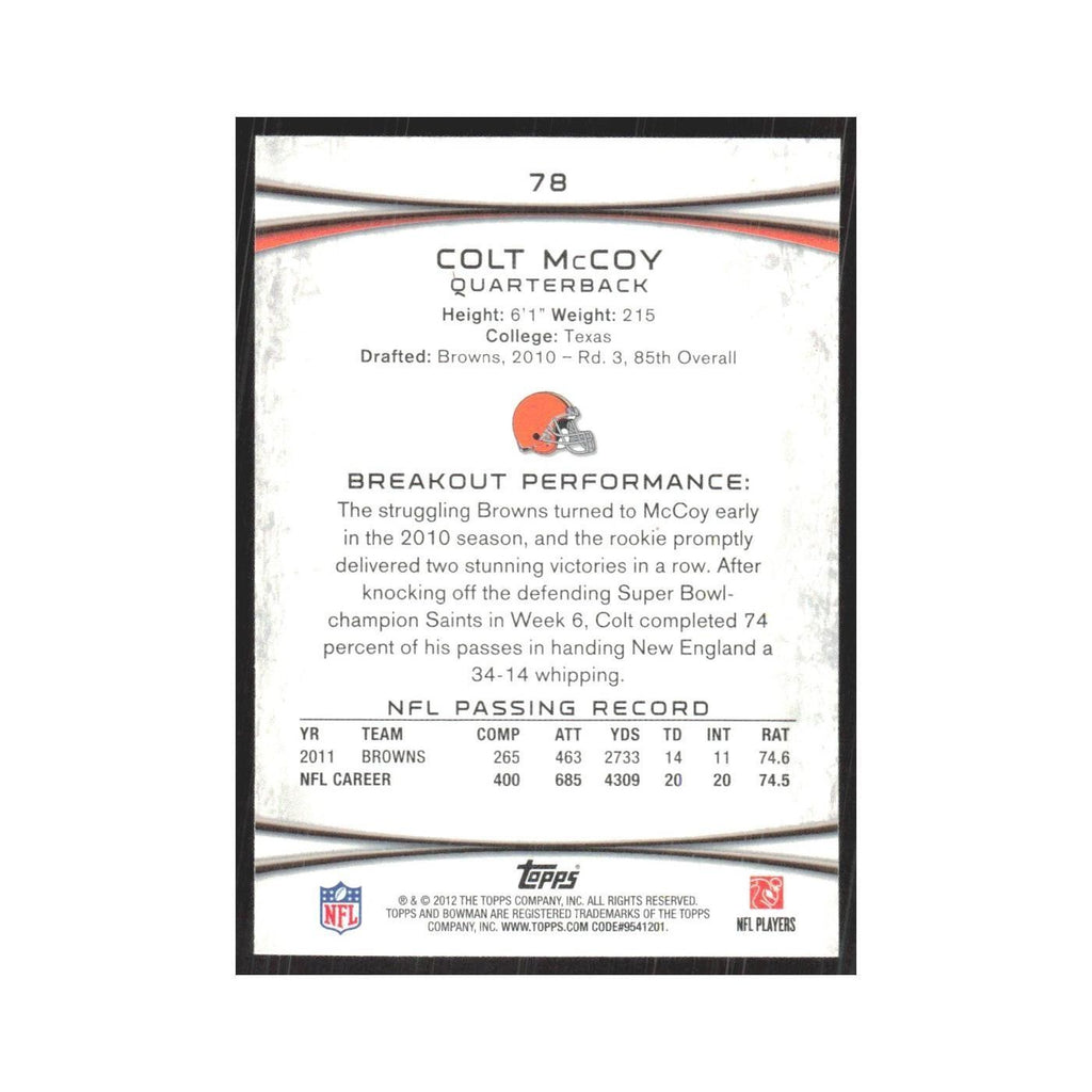 2012 Bowman Colt McCoy Browns #78