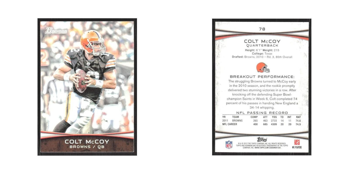 2012 Bowman Colt McCoy Browns #78