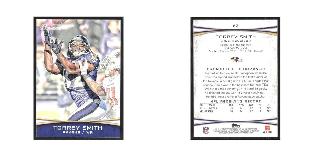 2012 Bowman Torrey Smith Ravens #62