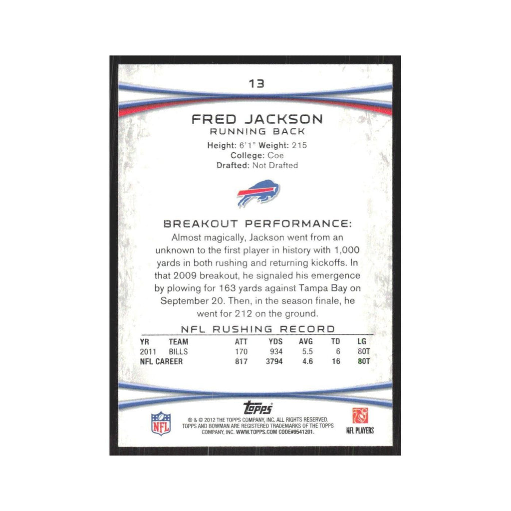 2012 Bowman Fred Jackson Bills #13