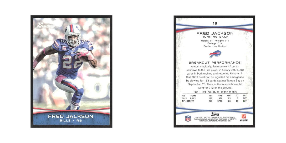2012 Bowman Fred Jackson Bills #13