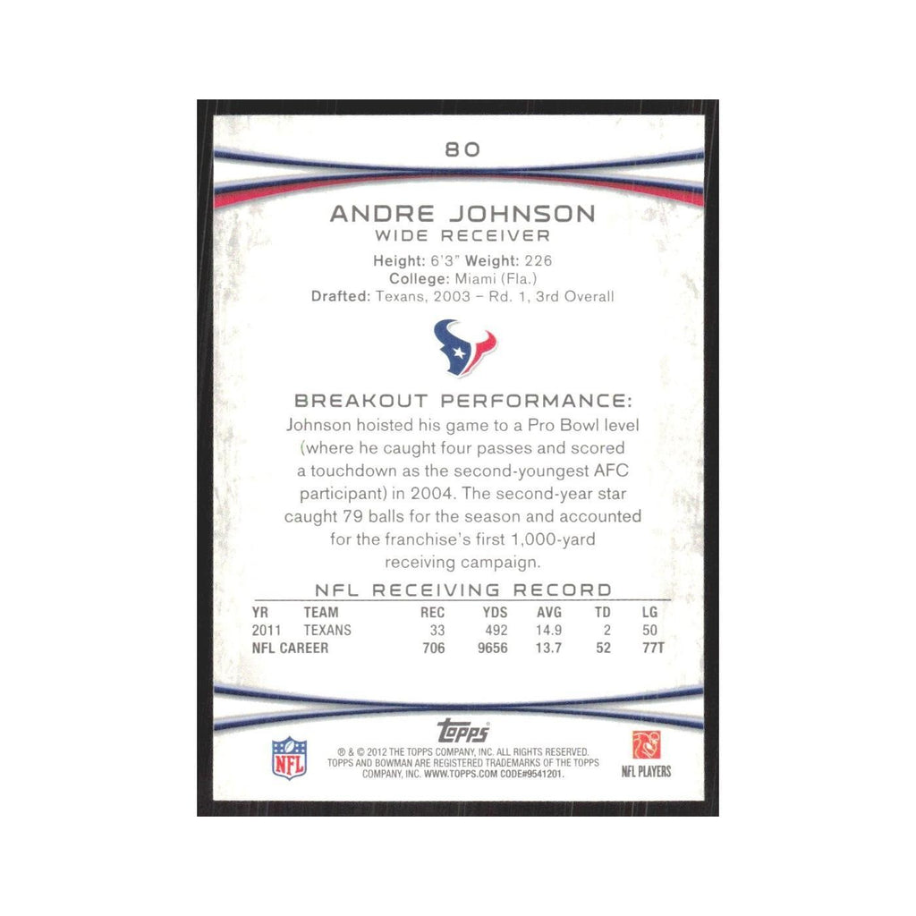 2012 Bowman Andre Johnson Texans #80