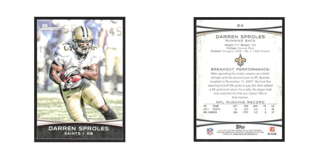 2012 Bowman Darren Sproles Saints #64