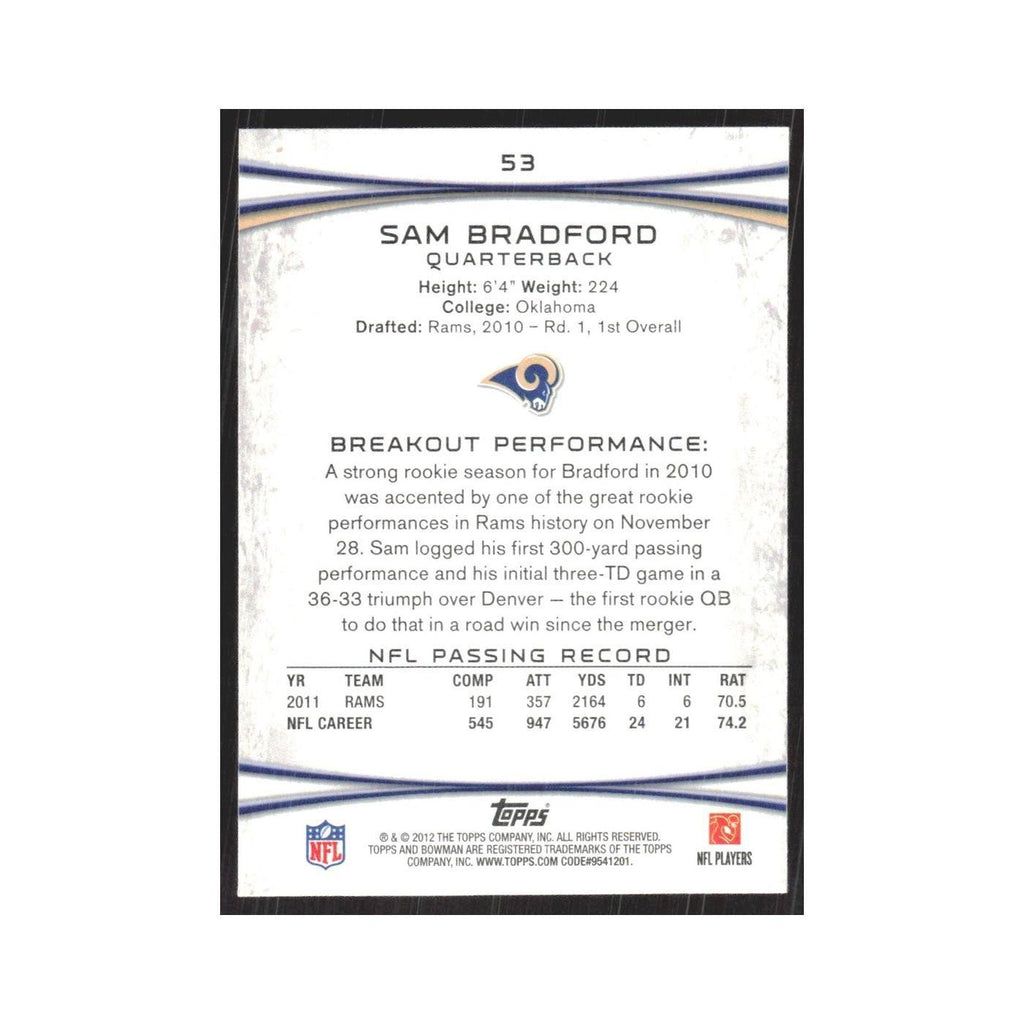2012 Bowman Sam Bradford St. Louis Rams #53