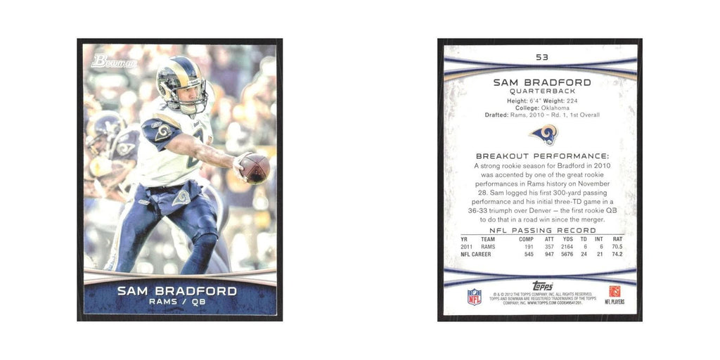2012 Bowman Sam Bradford St. Louis Rams #53