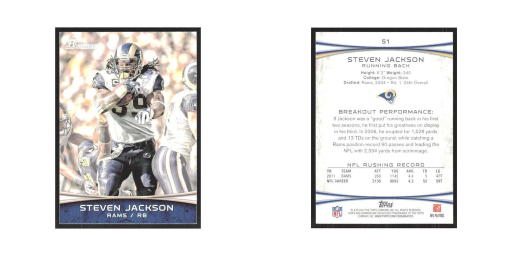 2012 Bowman Steven Jackson St. Louis Rams #51
