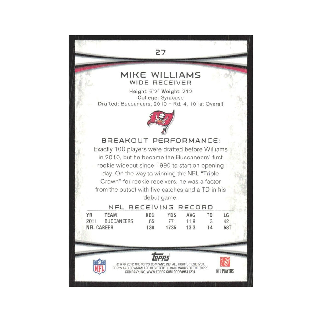 2012 Bowman Mike Williams Buccaneers #27