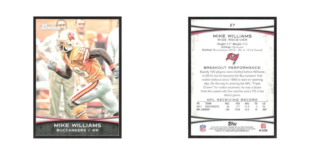 2012 Bowman Mike Williams Buccaneers #27