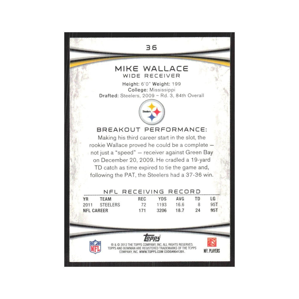 2012 Bowman Mike Wallace Steelers #36