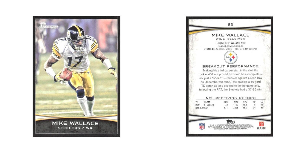 2012 Bowman Mike Wallace Steelers #36