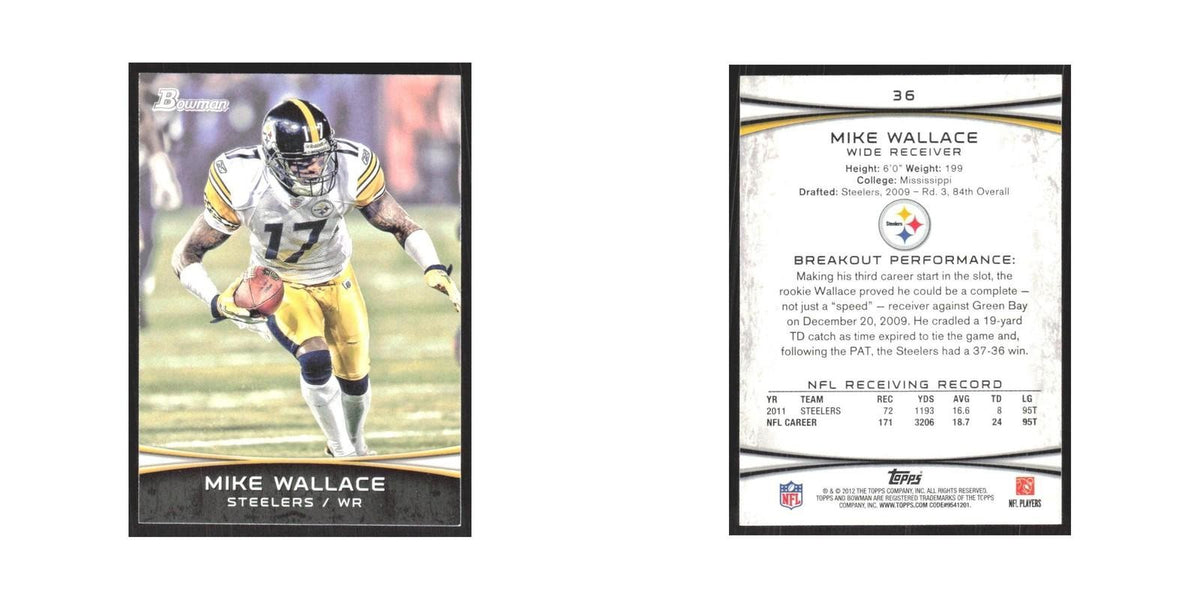 2012 Bowman Mike Wallace Steelers #36