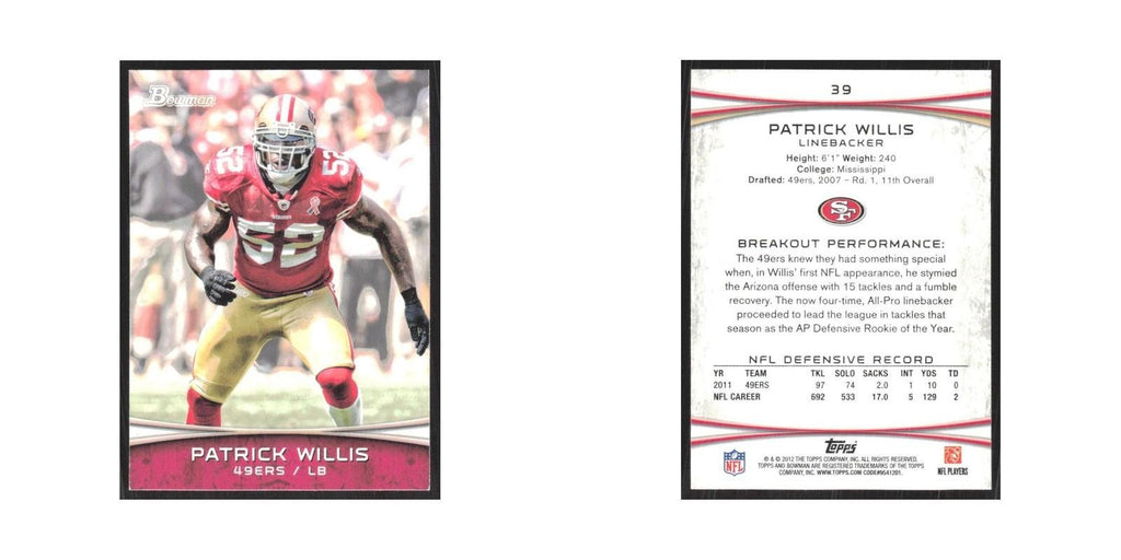 2012 Bowman Patrick Willis 49ers #39