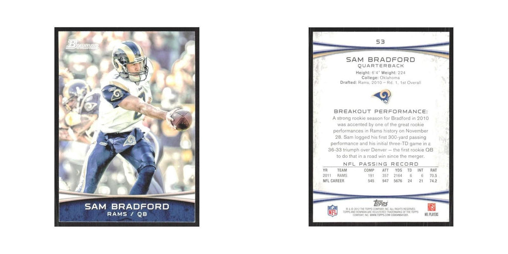 2012 Bowman Sam Bradford St. Louis Rams #53