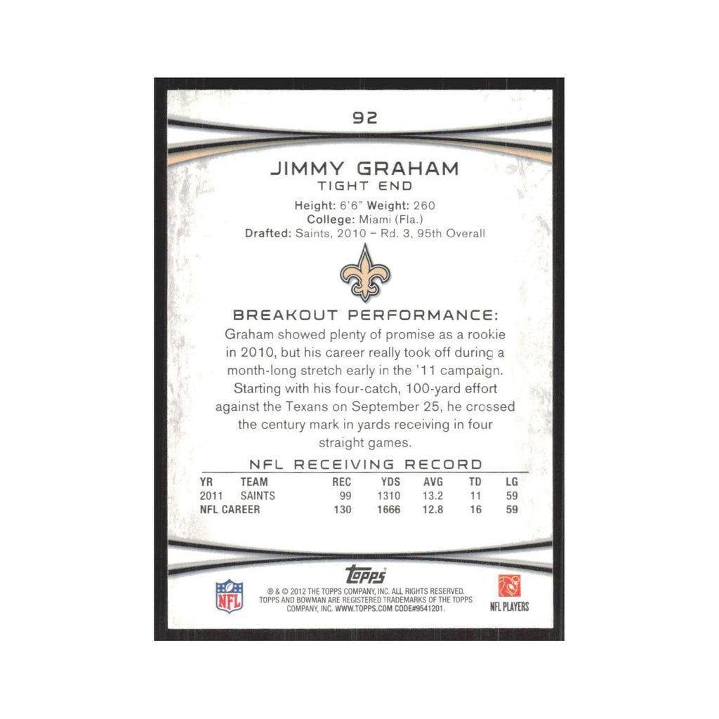 2012 Bowman Jimmy Graham Saints #92