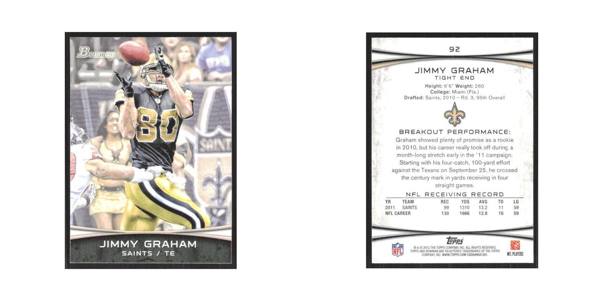 2012 Bowman Jimmy Graham Saints #92
