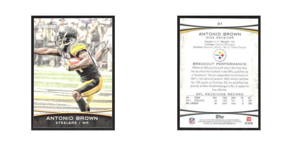 2012 Bowman Antonio Brown Steelers #91