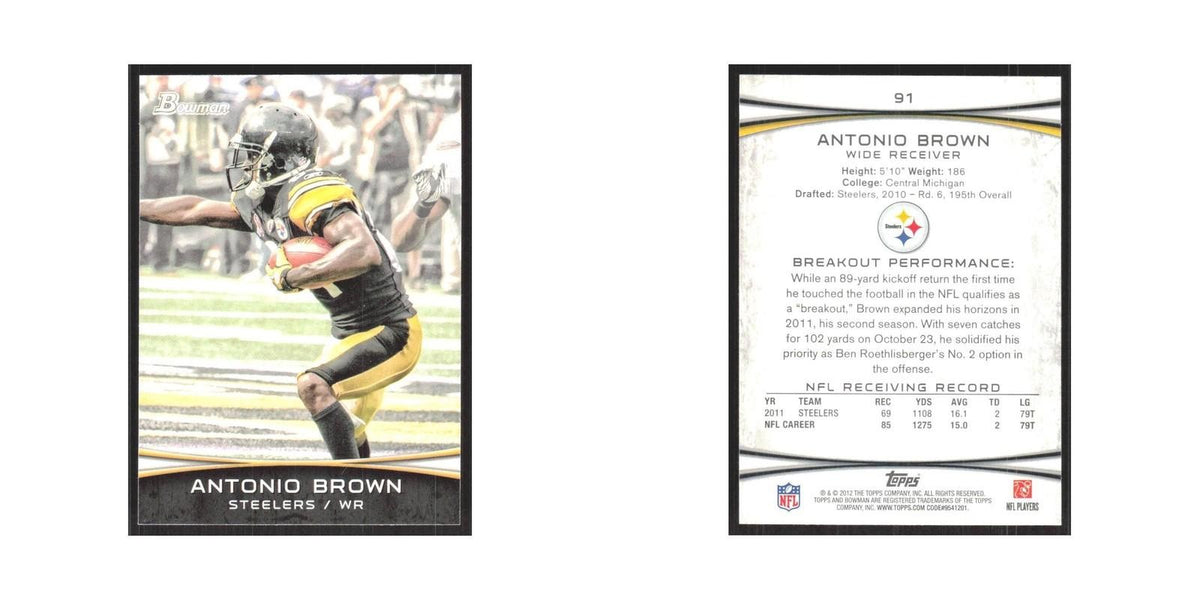 2012 Bowman Antonio Brown Steelers #91