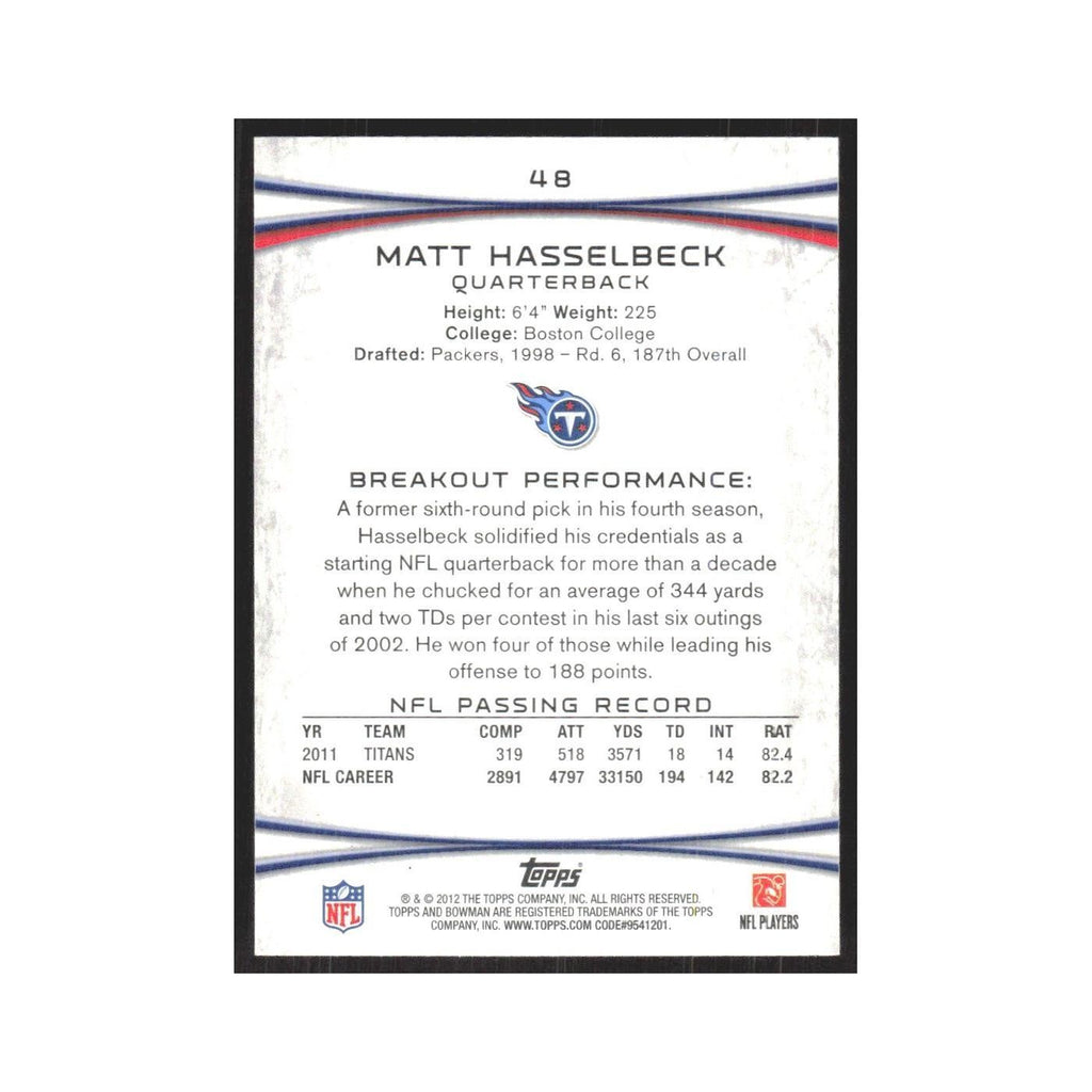 2012 Bowman Matt Hasselbeck Titans #48
