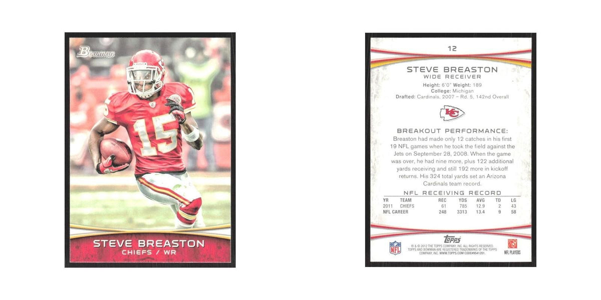 2012 Bowman Steve Breaston Chiefs #12