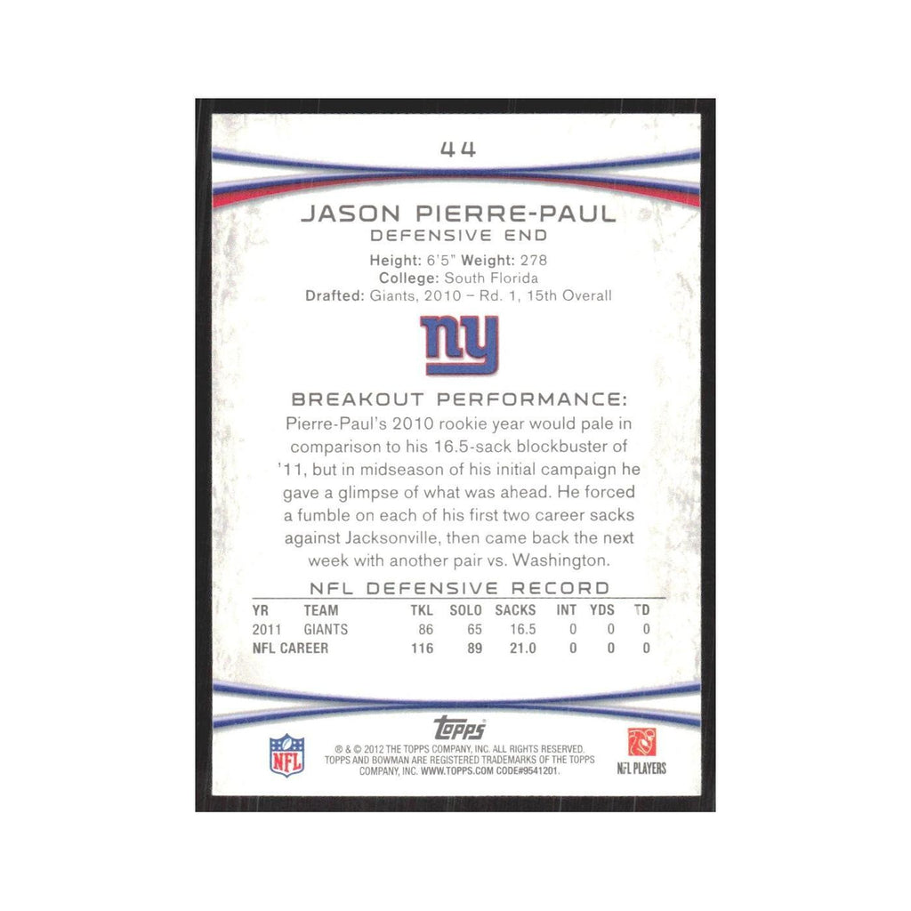 2012 Bowman Jason Pierre-Paul Giants #44