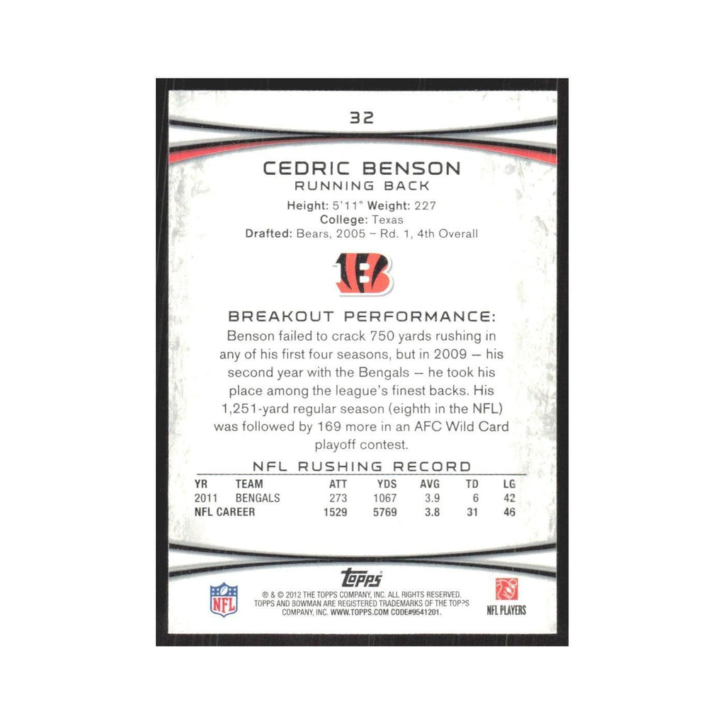 2012 Bowman Cedric Benson Bengals #32