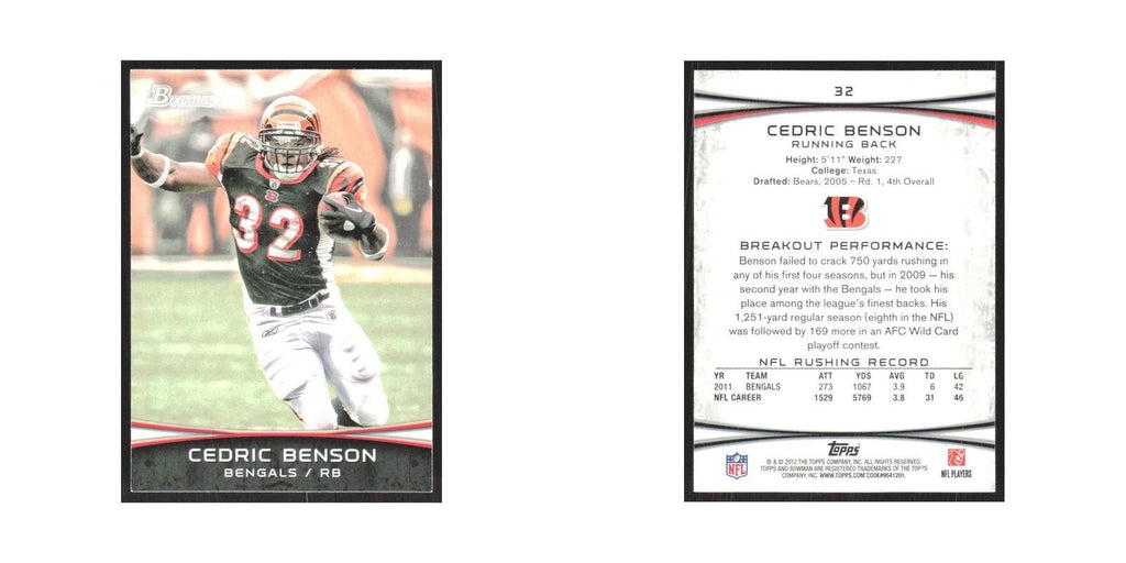 2012 Bowman Cedric Benson Bengals #32