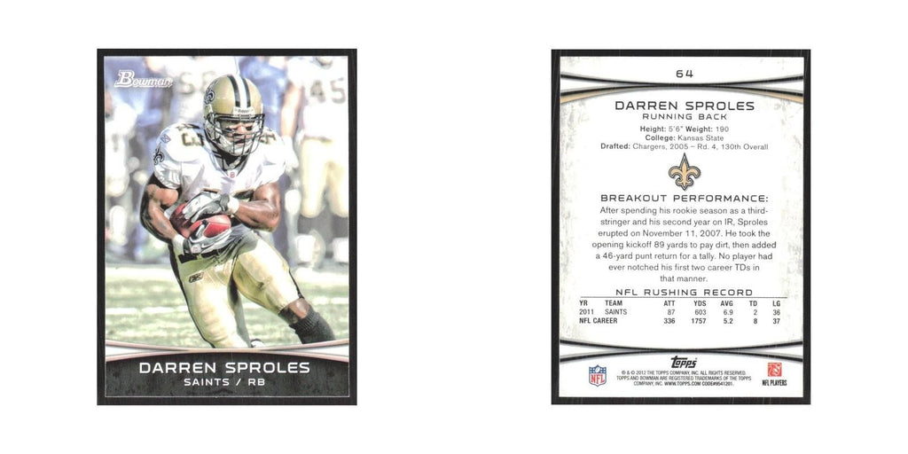 2012 Bowman Darren Sproles Saints #64