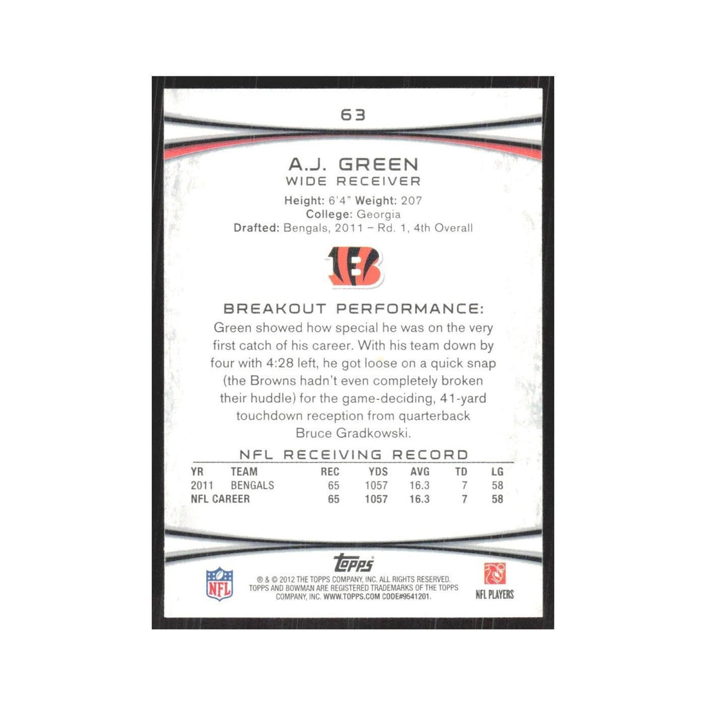 2012 Bowman A.J. Green Bengals #63