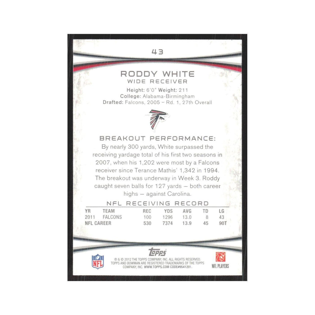 2012 Bowman Roddy White Falcons #43