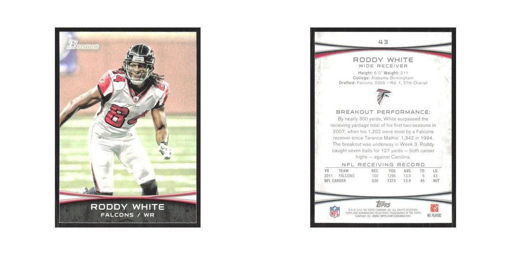 2012 Bowman Roddy White Falcons #43