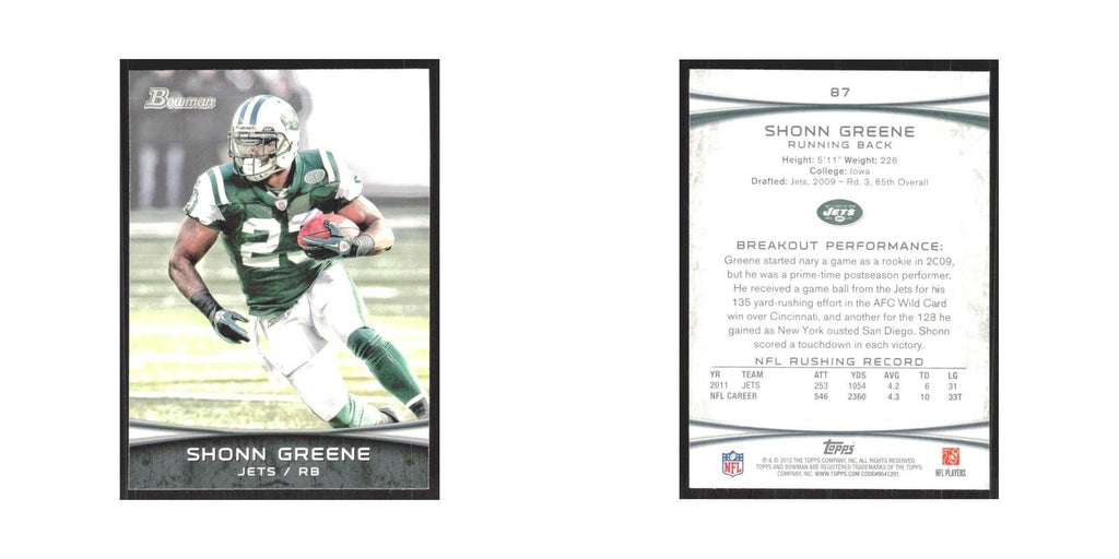 2012 Bowman Shonn Greene Jets #87