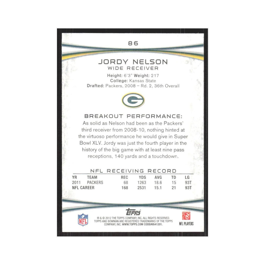 2012 Bowman Jordy Nelson Packers #86