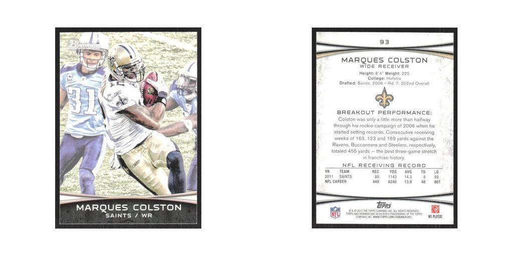2012 Bowman Marques Colston Saints #93