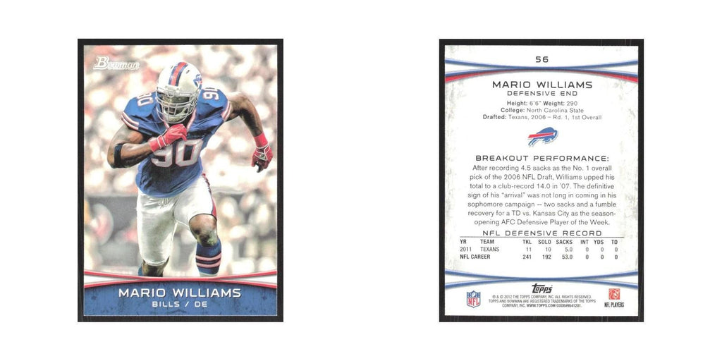 2012 Bowman Mario Williams Bills #56