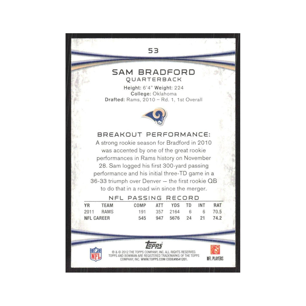 2012 Bowman Sam Bradford St. Louis Rams #53