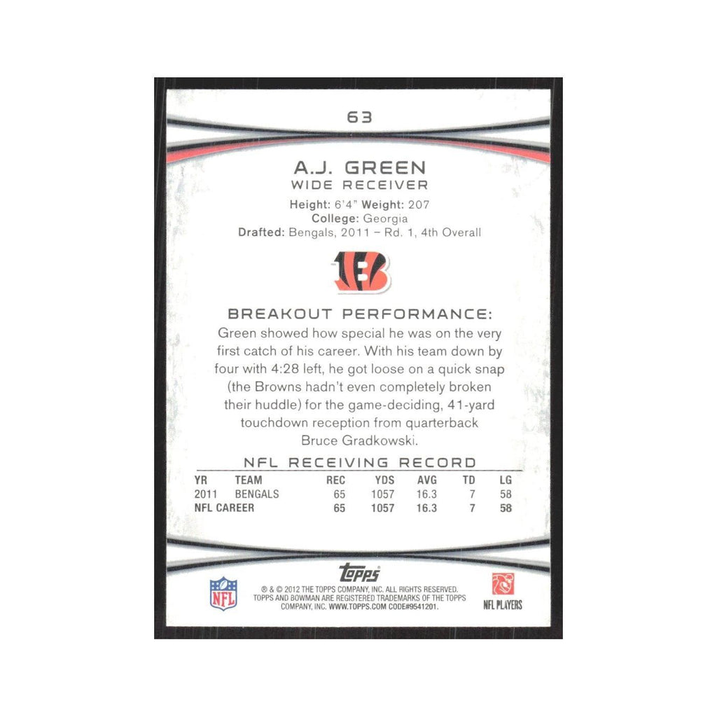 2012 Bowman A.J. Green Bengals #63