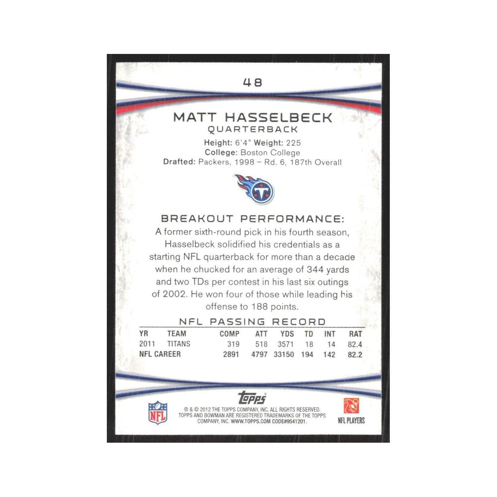 2012 Bowman Matt Hasselbeck Titans #48