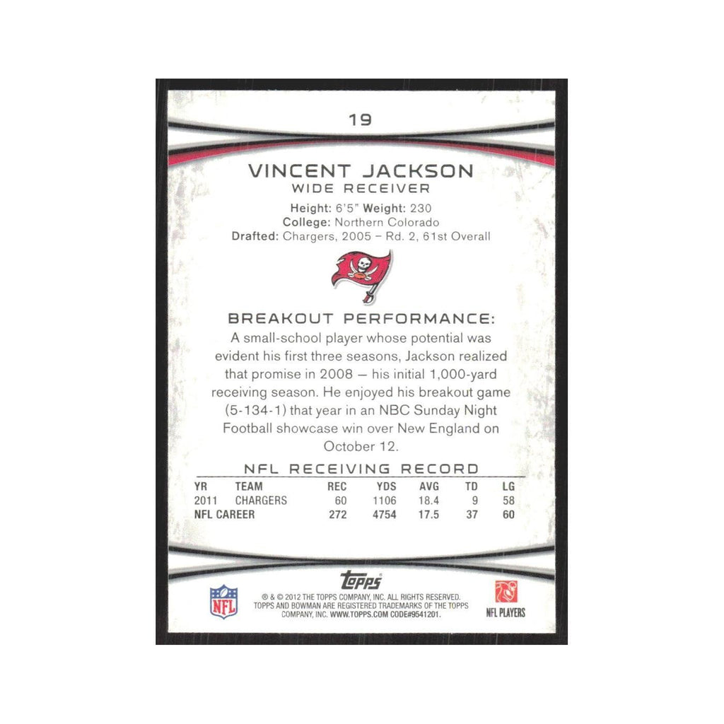 2012 Bowman Vincent Jackson Buccaneers #19