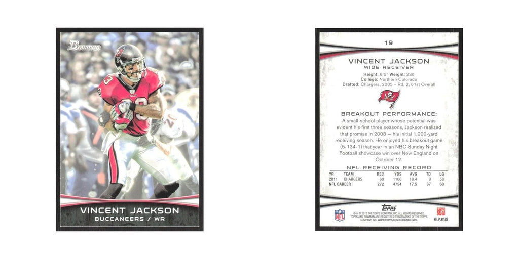 2012 Bowman Vincent Jackson Buccaneers #19